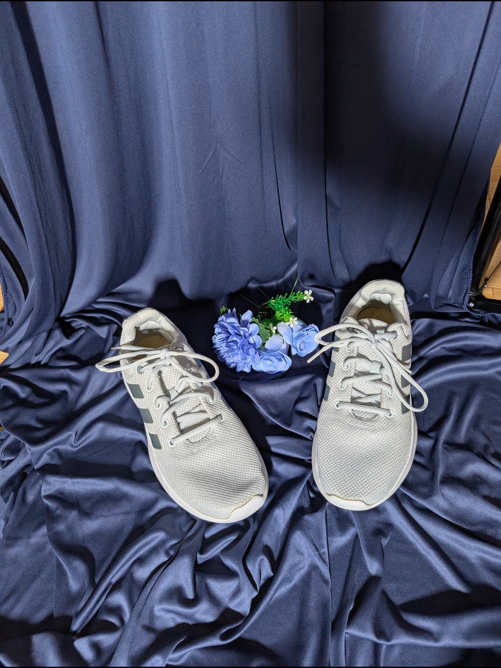Adidas Light Gray and White Athletic Sneakers